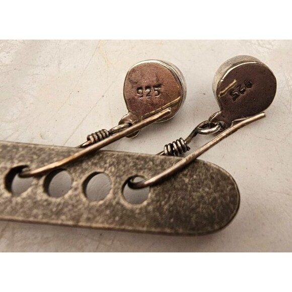 925 Sterling Silver & Blue Lapis Lazuli Drop Hook Earrings - Picture 3 of 4